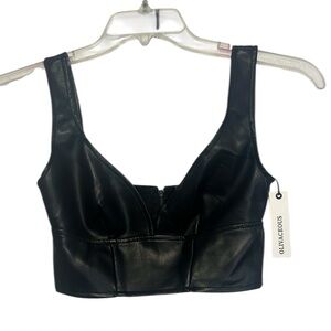 NWT Olivaceous Black Faux Leather Crop Top